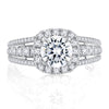 A. Jaffe Triple Split Shank Halo Round Cut Diamond engagement ring