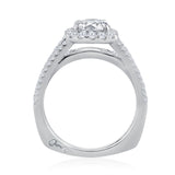 A. Jaffe Triple Split Shank Halo Round Cut Diamond engagement ring