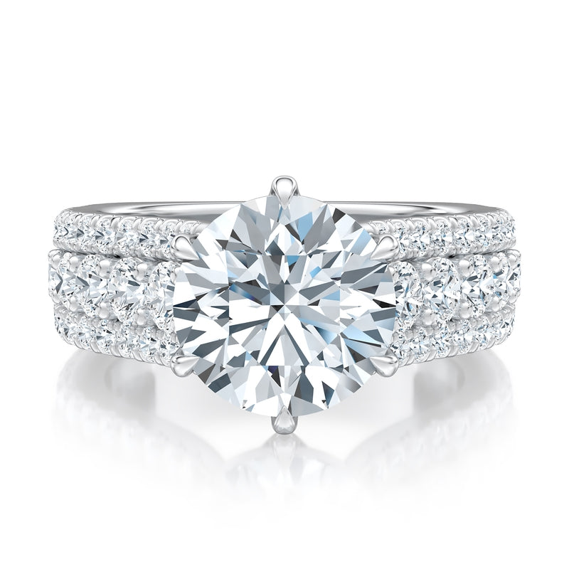 A. Jaffe Modern Three Row Diamond Pave Engagement Ring