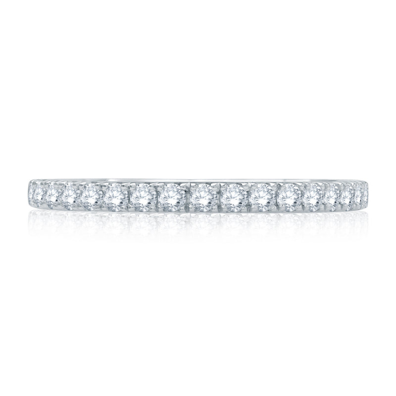 A. Jaffe Half Diamond Pave Wedding Band with Quilted Interior