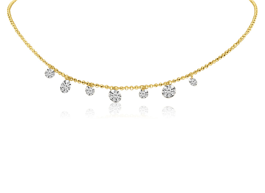 Brevani 14K Yellow Gold Dashing Diamond 7 stone Diamond By the Yard Necklace