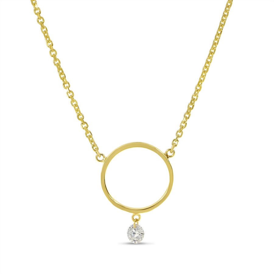 Brevani 14K Yellow Gold Dashing Diamond Circle Necklace