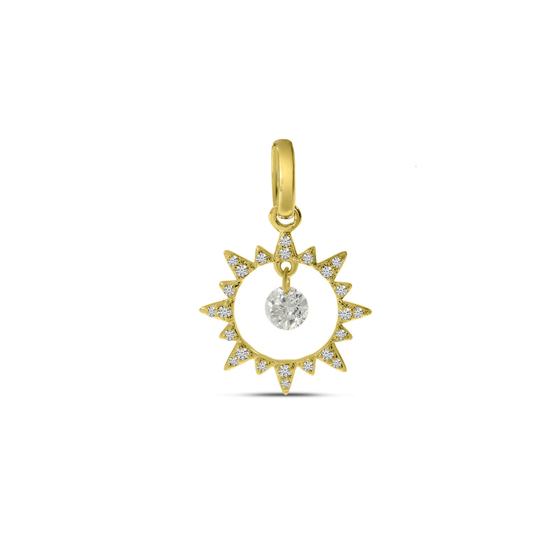 Brevani 14K Yellow Gold Dashing Diamonds Sun Pendant