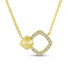 Brevani 14K Yellow Gold Diamond Open Square Necklace