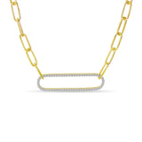 Brevani 14K Yellow Gold Large Diamond Paperclip Link Necklace