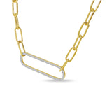 Brevani 14K Yellow Gold Large Diamond Paperclip Link Necklace