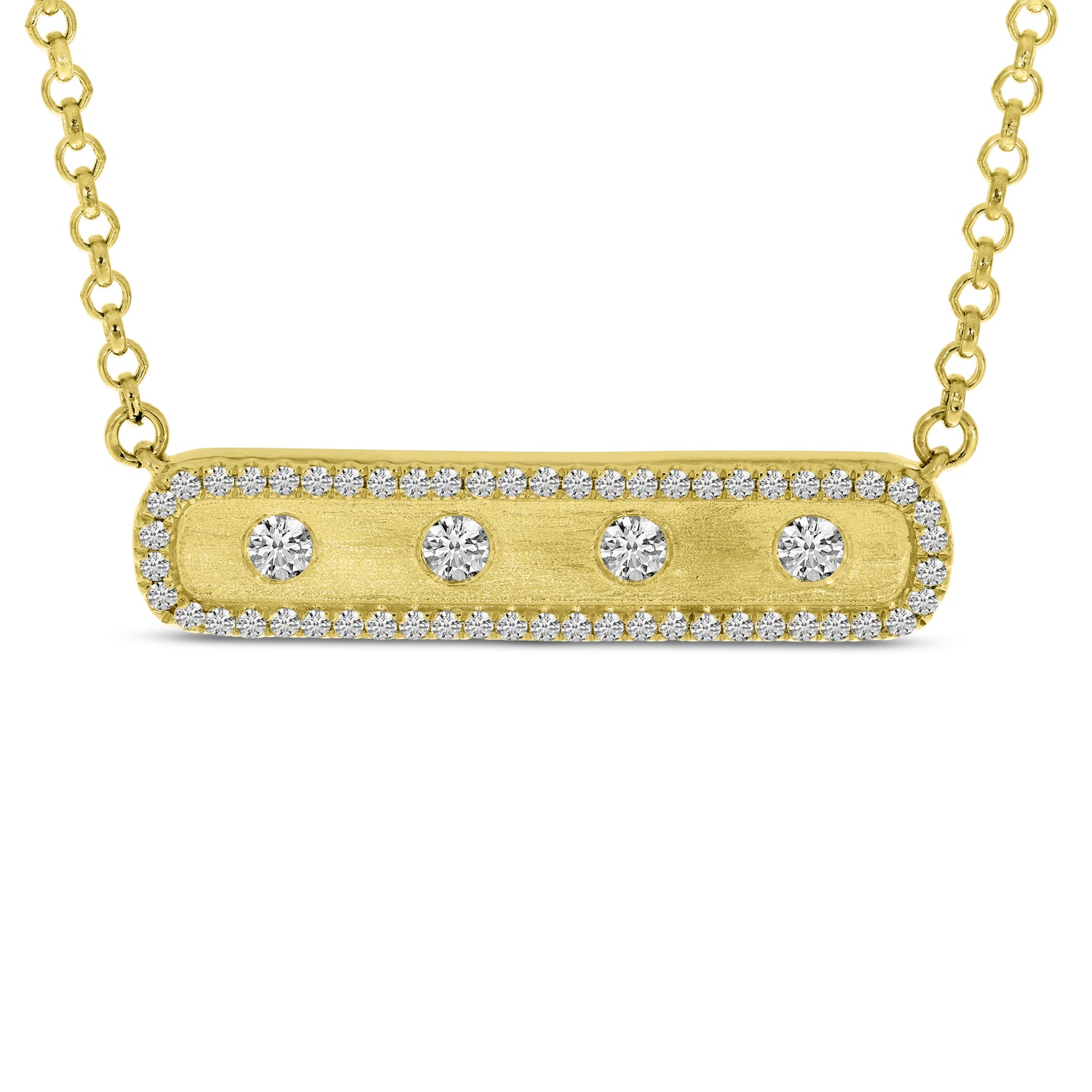 Brevani 14K Yellow Gold Diamond East 2 West Bar Necklace