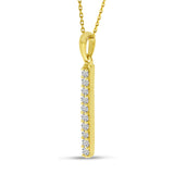 Brevani 14K Yellow Gold Diamond Bar Pendant