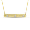 Brevani 14K Yellow Gold 3 Diamond Brushed Gold Bar Necklace