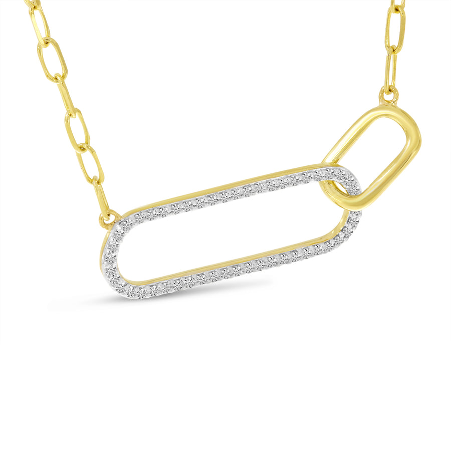 Brevani 14K Yellow Gold Double Paperclip Diamond Necklace