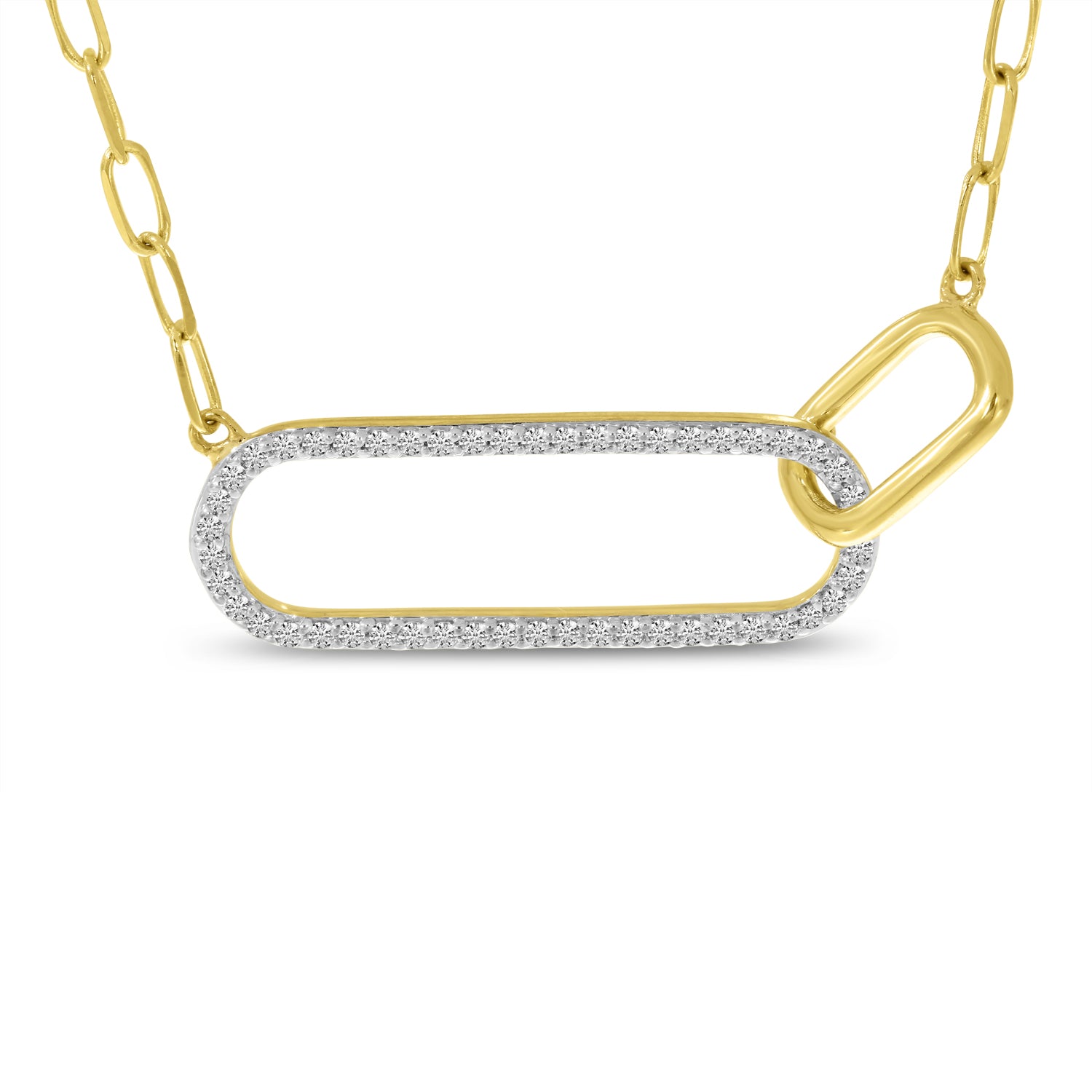 Brevani 14K Yellow Gold Double Paperclip Diamond Necklace