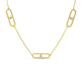 Brevani 14K Yellow Gold 5-Station Diamond Twist Paperclip Necklace