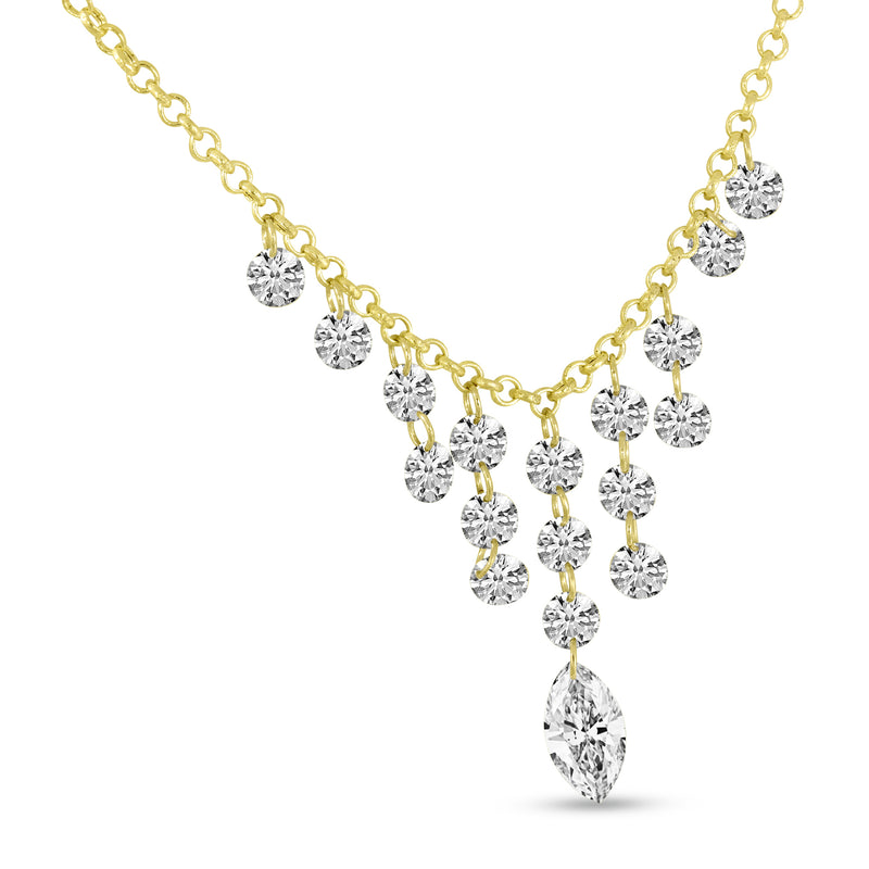 Brevani 14K Yellow Gold Dashing Diamond Cleopatra Cascading Necklace