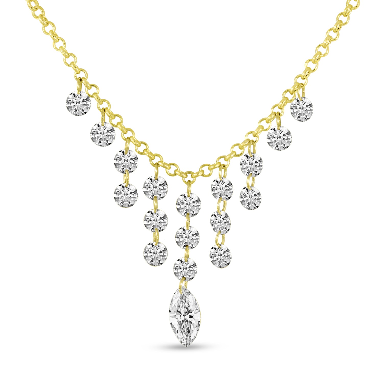 Brevani 14K Yellow Gold Dashing Diamond Cleopatra Cascading Necklace