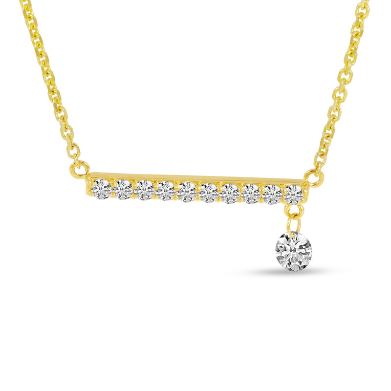 Brevani 14K Yellow Gold Dashing Diamond Bar Necklace