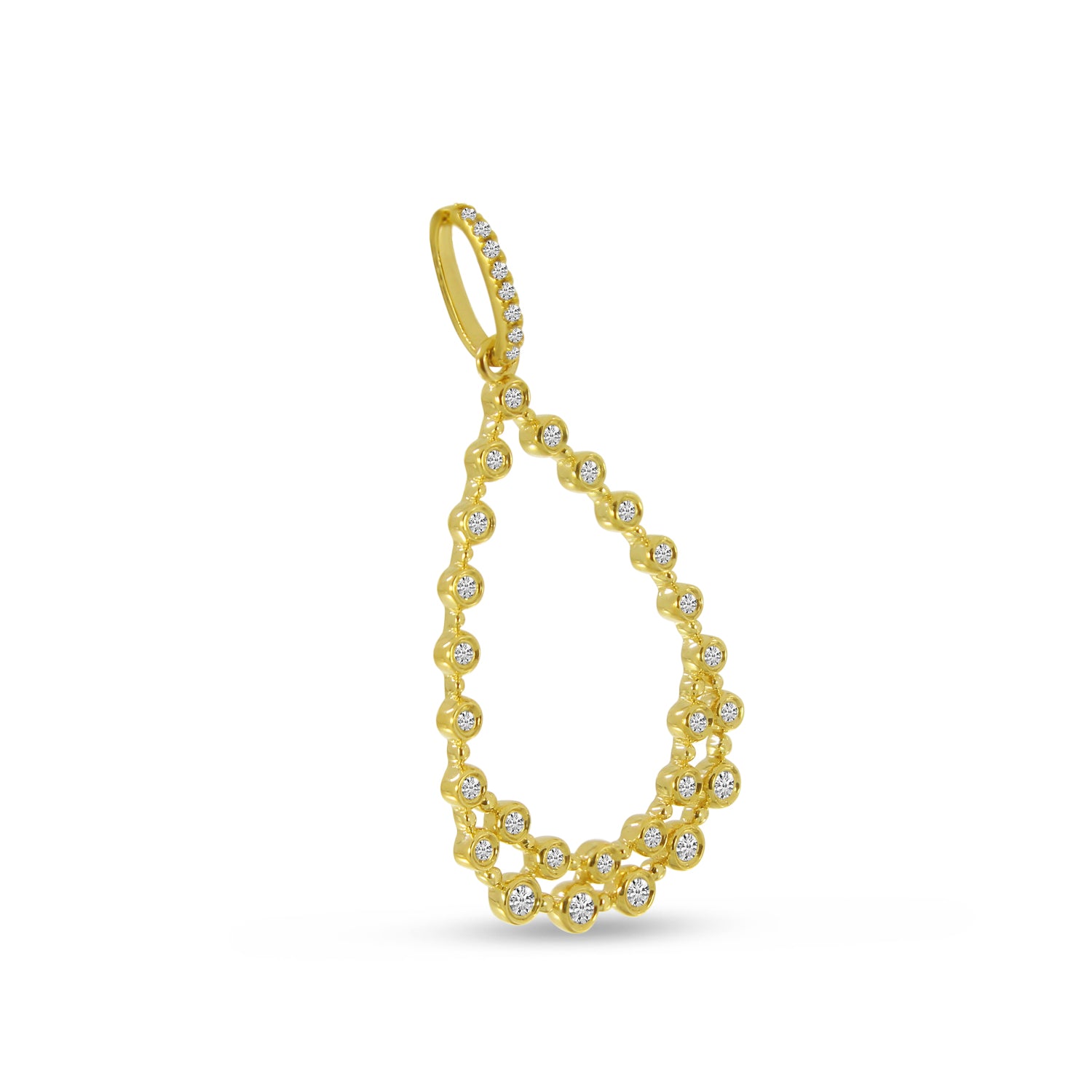 Brevani 14K Yellow Gold Bubble Teardrop Diamond Pendant