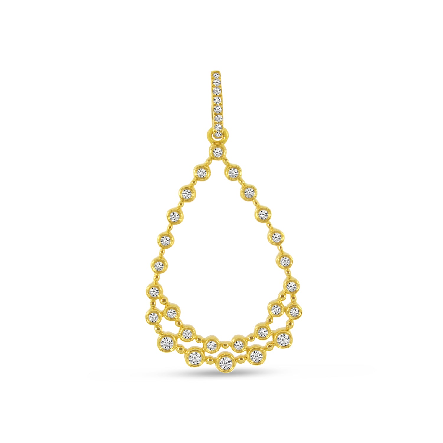 Brevani 14K Yellow Gold Bubble Teardrop Diamond Pendant