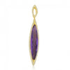 Brevani 14K Yellow Gold Elongated Marquise Amethyst and Diamond Semi Precious Fashion Pendant