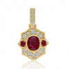 Brevani 14K Yellow Gold Oval Ruby and Diamond Precious Pendant