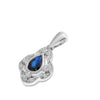 Brevani 14K White Gold Pear Sapphire and Diamond Millgrain Precious Pendant