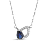 Brevani 14K White Gold Pear Sapphire & Diamond Shadow Necklace