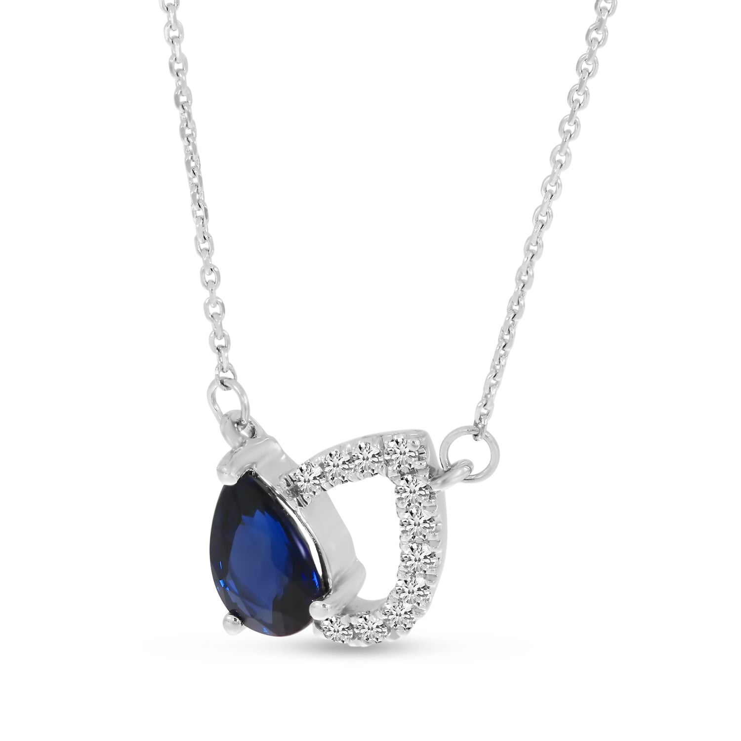 Brevani 14K White Gold Pear Sapphire & Diamond Shadow Necklace