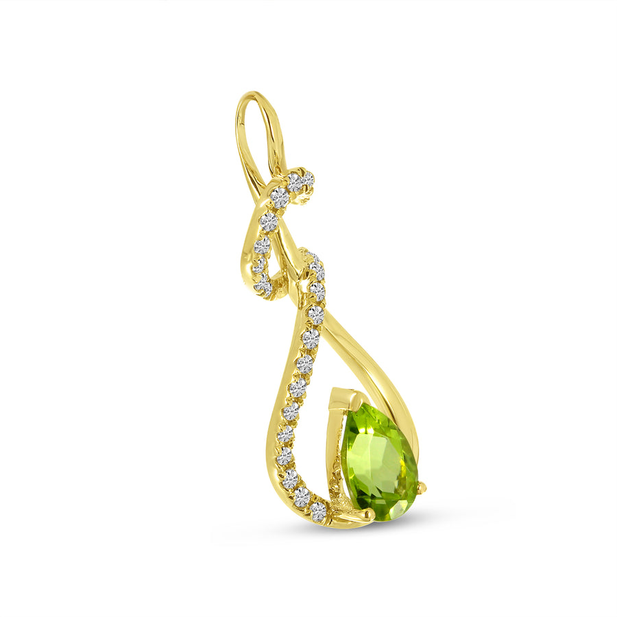 Brevani 14K Yellow Gold Teardrop Semi Precious Pear Diamond Pendant