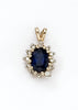 Brevani 14k Yellow Gold Oval Sapphire Precious and Diamond Pendant