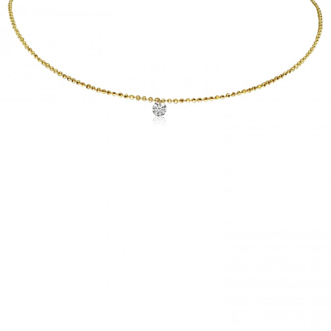 Brevani 14K Yellow Gold 18 inch Single .15 ct Pierced Diamond Dashing Diamond Necklace