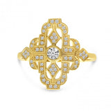 Brevani 14K Yellow Gold Art Deco Diamond Ring