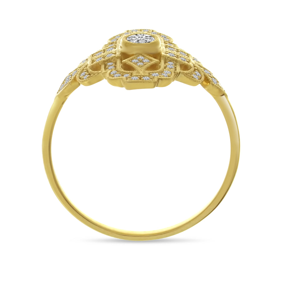 Brevani 14K Yellow Gold Art Deco Diamond Ring