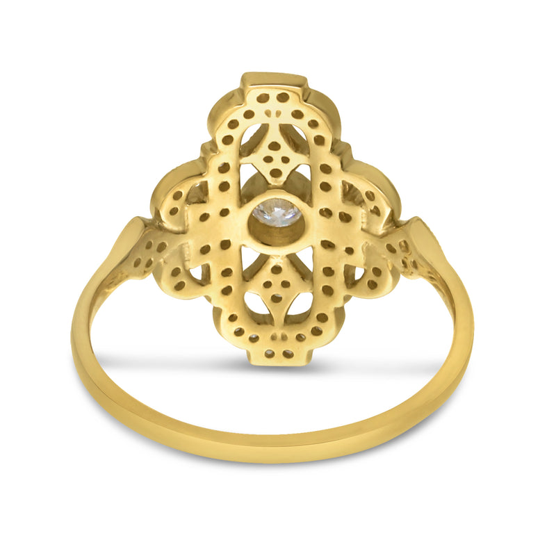 Brevani 14K Yellow Gold Art Deco Diamond Ring