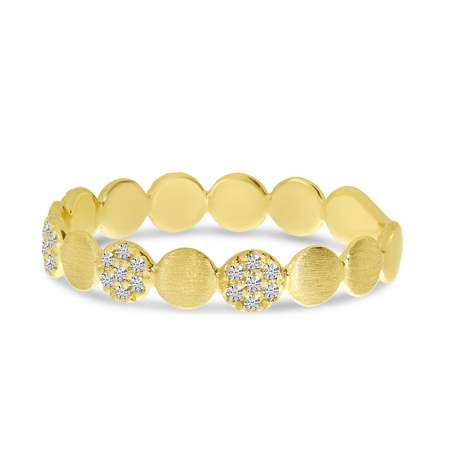 Brevani 14K Yellow Gold Diamond and Gold Brushed Bubble Ring