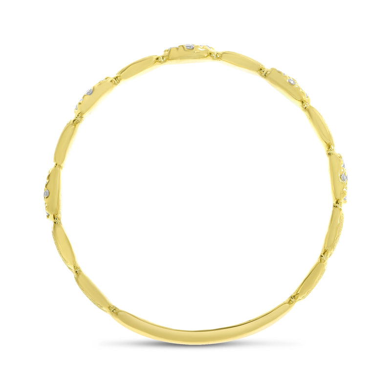Brevani 14K Yellow Gold Diamond and Gold Brushed Bubble Ring