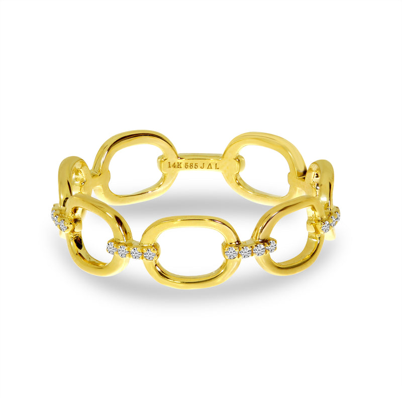 Brevani 14K Yellow Gold Diamond Link Ring