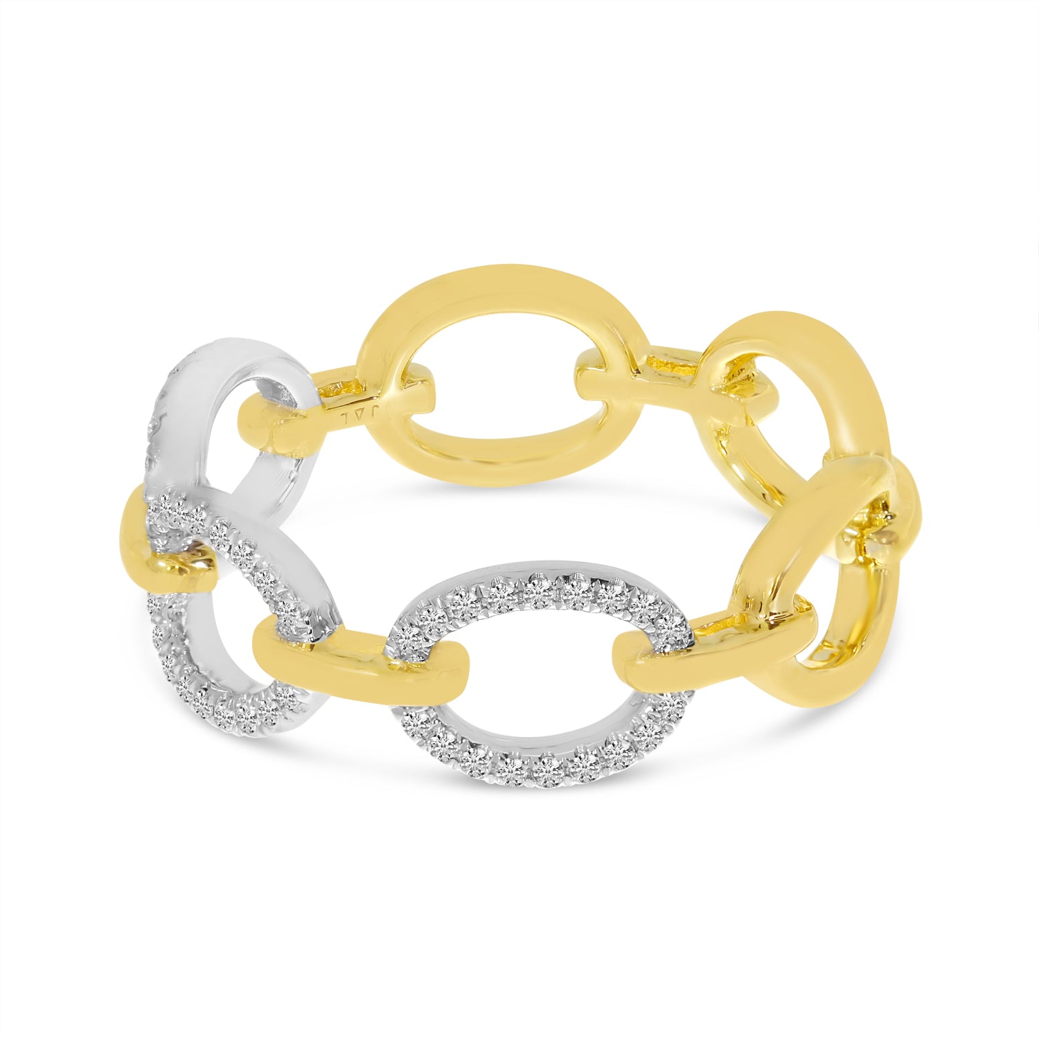 Brevani 14K Yellow Gold Two-Tone Diamond Link Ring