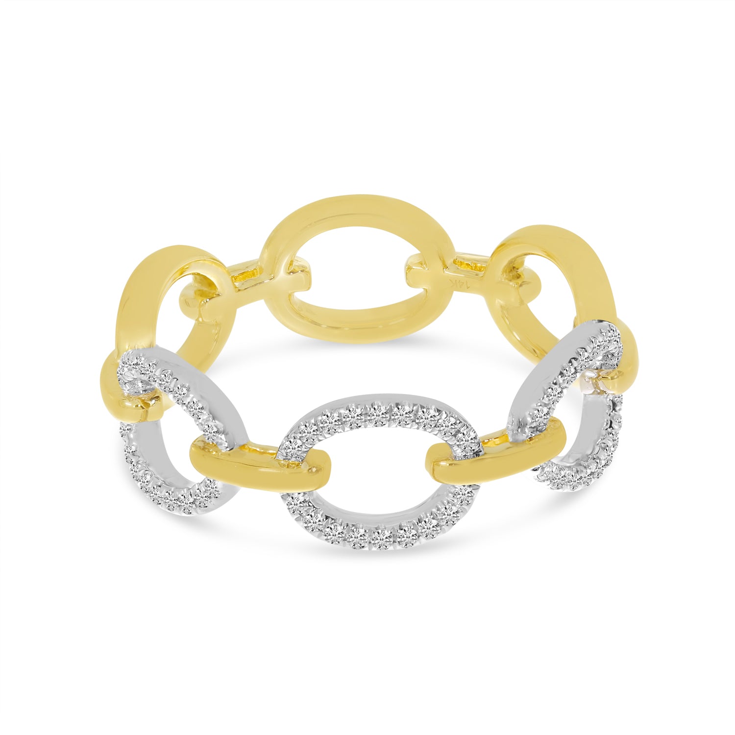 Brevani 14K Yellow Gold Two-Tone Diamond Link Ring