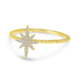 Brevani 14K Yellow Gold Starburst Twist Band Diamond Ring