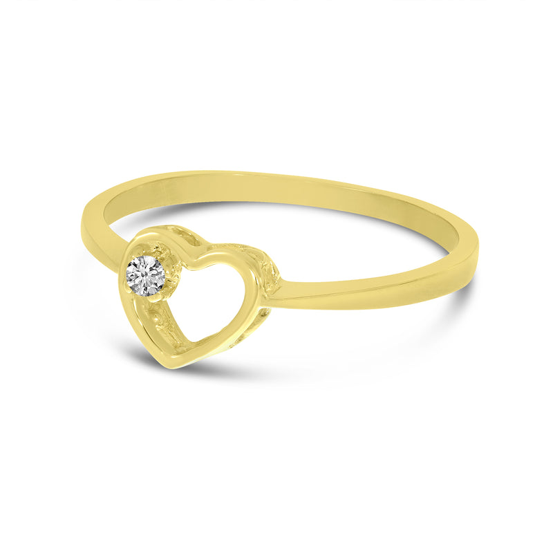 Brevani 14K Yellow Gold Petite Diamond Heart Ring