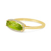 Brevani 14K Yellow Gold Elongated Baguette Peridot and Diamond Semi Precious Ring