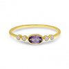 Brevani 14K Yellow Gold Oval Amethyst and Diamond Stackable Semi Precious Ring