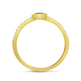 Brevani 14K Yellow Gold East West Oval Sapphire and Diamond Precious Ring