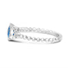 Brevani 14K White Gold Oval Blue Topaz and Diamond Beaded Band Semi Precious Ring