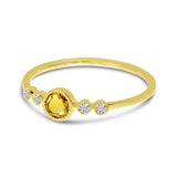 Brevani 14K Yellow Gold Round Citrine and Diamond Stackable Semi Precious Ring