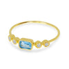 Brevani 14K Yellow Gold Octagon Blue Topaz and Diamond Stackable Semi Precious Ring