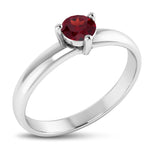 Brevani 14K White Gold 4mm Round Garnet Birthstone Ring