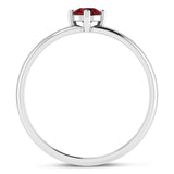 Brevani 14K White Gold 4mm Round Garnet Birthstone Ring