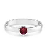 Brevani 14K White Gold 4mm Round Garnet Birthstone Ring