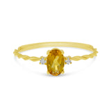 Brevani 14K Yellow Gold Oval Citrine Birthstone Twisted Band Ring