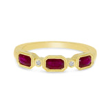 Brevani 14K Yellow Gold Triple Ruby Oval Ring